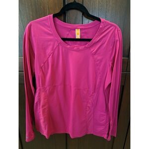 Lucy Activewear Vibrant‎ Pink Long Sleeve Top Running Workout Top XL